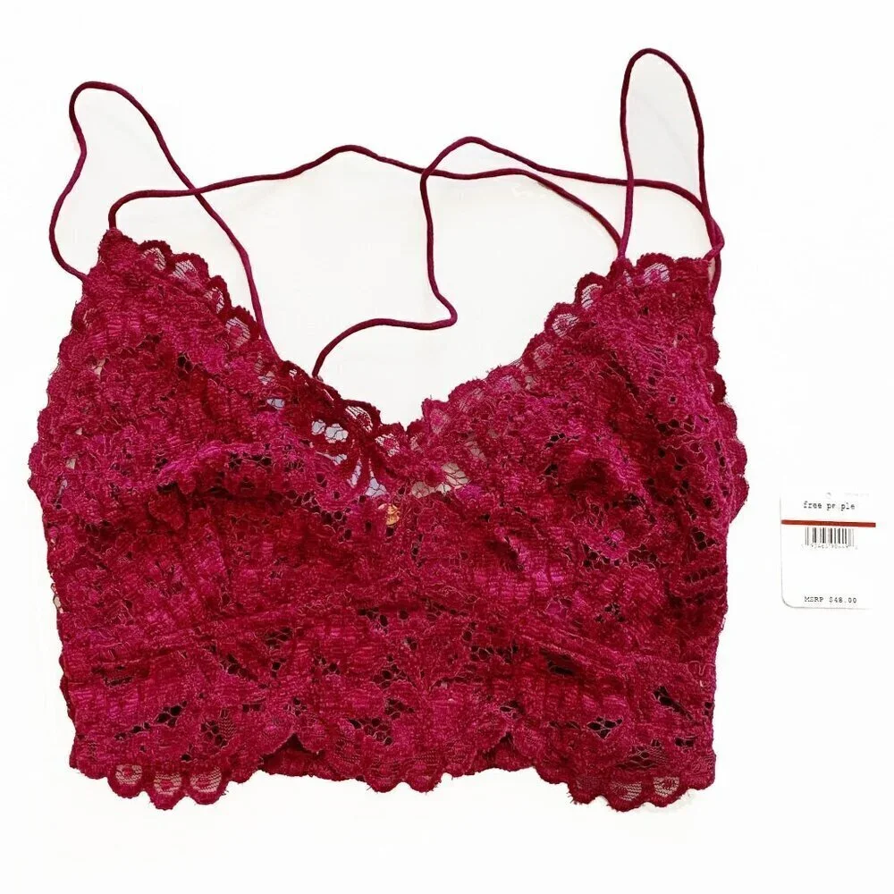 NWT Free People Celine bralette in wine ned, XS